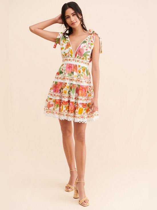 FARM Rio Dresses & Skirts - Farm Rio Macaw Bloom Tie Shoulder Mini Dress Floral XS